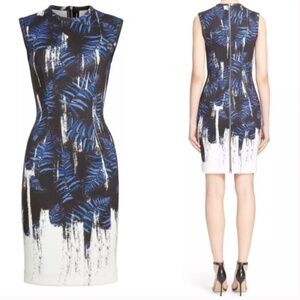 YIGAL AZROUËL Painted Fern Scuba Neoprene Sheath Dress Size 8